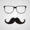 Retro hipster mustache and glasses symbol.