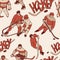 Retro hockey player goalkeeper in sports uniform seamless background. Vintage pattern sportsmans motion with hockey