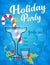 Retro Holiday Party Invitation with cocktails and candy cane