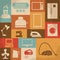 Retro home appliances icons. Vector illustration