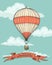 Retro hot air balloon with ribbon