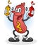 Retro Hot Dog Cartoon Character Squirting Mustard and Ketchup