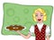 Retro housewife holding a cookie