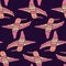 Retro hummingbirds silhouette seamless pattern. Perfect vintage print for tee, paper, fabric, textile. Hand drawn vector