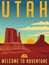 Retro illustrated travel poster for Utah