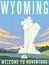 Retro illustrated travel poster for Wyoming