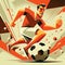 Retro illustration in constructivism, style of football soccer player, defender, goalkeeper, striker. Generative AI