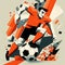 Retro illustration in constructivism, style of football soccer player, defender, goalkeeper, striker. Generative AI