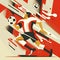 Retro illustration in constructivism, style of football soccer player, defender, goalkeeper, striker. Generative AI