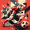 Retro illustration in constructivism, style of football soccer player, defender, goalkeeper, striker. Generative AI