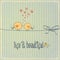 Retro illustration with happy couple birds in love and phrase