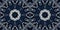 Retro indigo floral bandana 2 tone patterned fabric border background. Seamless boho denim blue banner edge design