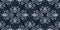 Retro indigo floral bandana 2 tone patterned fabric border background. Seamless boho denim blue banner edge design