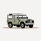 Retro-inspired Land Rover Artwork On White Background