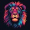 A retro-inspired neon lion, emanating strength by AI generated