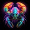 A retro-inspired neon lobster, with its claws and vibrant colors by AI generated