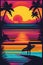 a retro inspired summer design the artwork features a vibrant sunset beach scene generated by ai