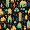 Retro-Inspired Vibrant Halloween Seamless Pattern