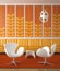 Retro interior design orange