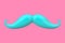 Retro Italy Blue Mustache Icon in Duotone Style. 3d Rendering