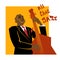 Retro jazz music concept, double bass man