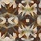 Retro kaleidoscope floral seamless pattern. Vintage geo gender neutral fashion swatch for botanical cottagecore