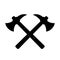 Retro labour emblem crossed axes icon