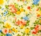 Retro Lace Floral Seamless Pattern On Yellow tone Vintage Style Fabric Background