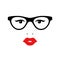 Retro lady with glasses. Woman face. Boutique concept. Vector