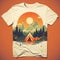 Retro Lake And Camp Tent Sunset Tee Shirt Design