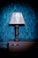 Retro lamp on blue rococo background