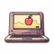 Retro Laptop Sticker With Simple Cartoon Logo