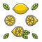 Retro lemon icon set