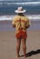 Retro Life Guard on Duty Bondi Beach Australia