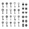 Retro locks and keys set. Vintage silhouettes for safes doors classic medieval style for opening treasure chests