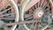 Retro locomotive wheel, close up