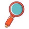 Retro magnifying glass icon, cartoon style