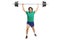 Retro man lifting a heavy barbell