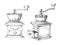 Retro manual coffee grinder or mill sketch in vintage style