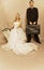 Retro married couple bride groom vintage photo