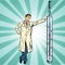Retro medical doctor with thermometer