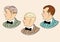 Retro men: Typical retro hairstyle set of twenties. Vintage style vector illustration