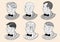 Retro men: Typical retro hairstyle set of twenties. Vintage style vector illustration