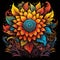 retro mesmerizing psychedelic Sunflower, with swirling patterns, vibrant colors, and psychedelic rays by AI generated