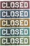 Retro metal closed signs in different colours