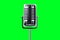 Retro microphone in metallic color isolated on green background. Concept for podcast, interview, radio, vocals, show. 3D rendering