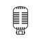 Retro Microphone Outline Flat Icon on White