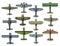 Retro military airplanes isolated vector set