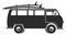 Retro mini bus icon. Vacation trip symbol