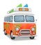 retro mini van bus for travel and leisure vector illustration